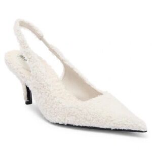 NWT- Jeffrey Campbell Ivory Persona Faux Shearling Pointed Toe Slingback Pump- 8
